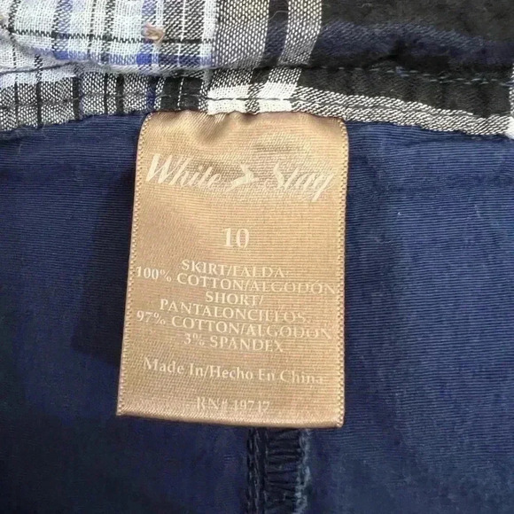 White Stag Blue and White Plaid Zip Front Skort Size 10 - Picture 8 of 9